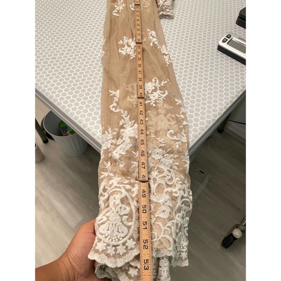 Forever 21 Plus Long Maxi Beige Mesh Embroidered Kimono Boho 2X Festival Sheer - Picture 8 of 9